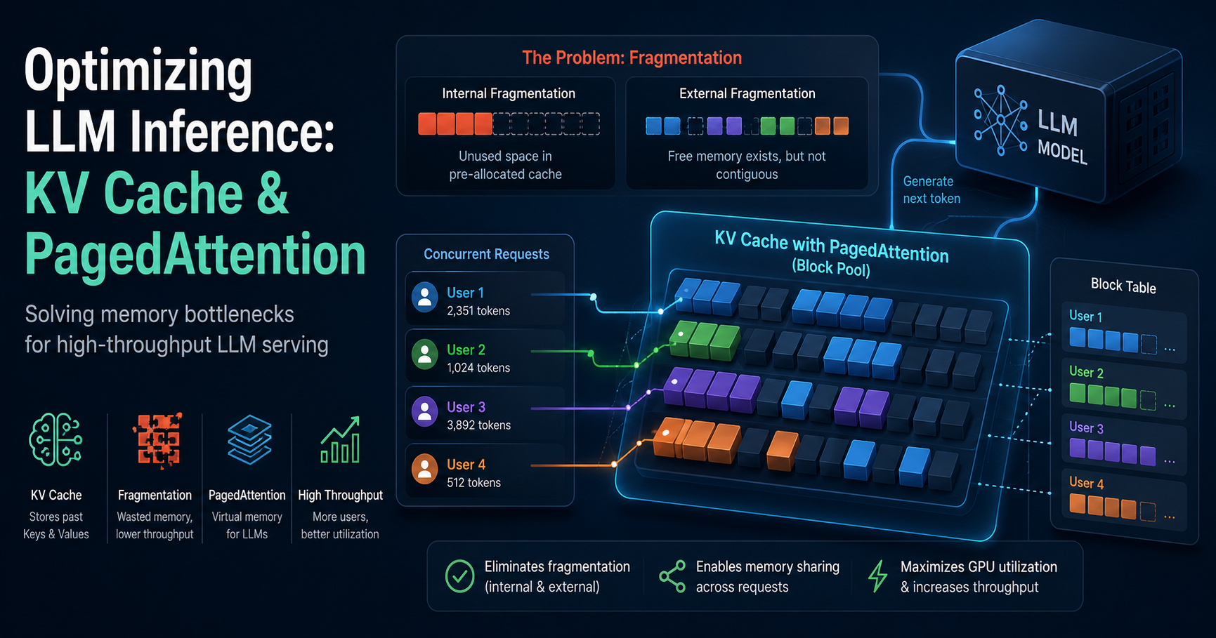 Optimizing LLM Inference: KV Cache and PagedAttention Explained